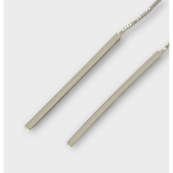 NWT silver bar and chain dangle threader earrings - Picture 2 of 3